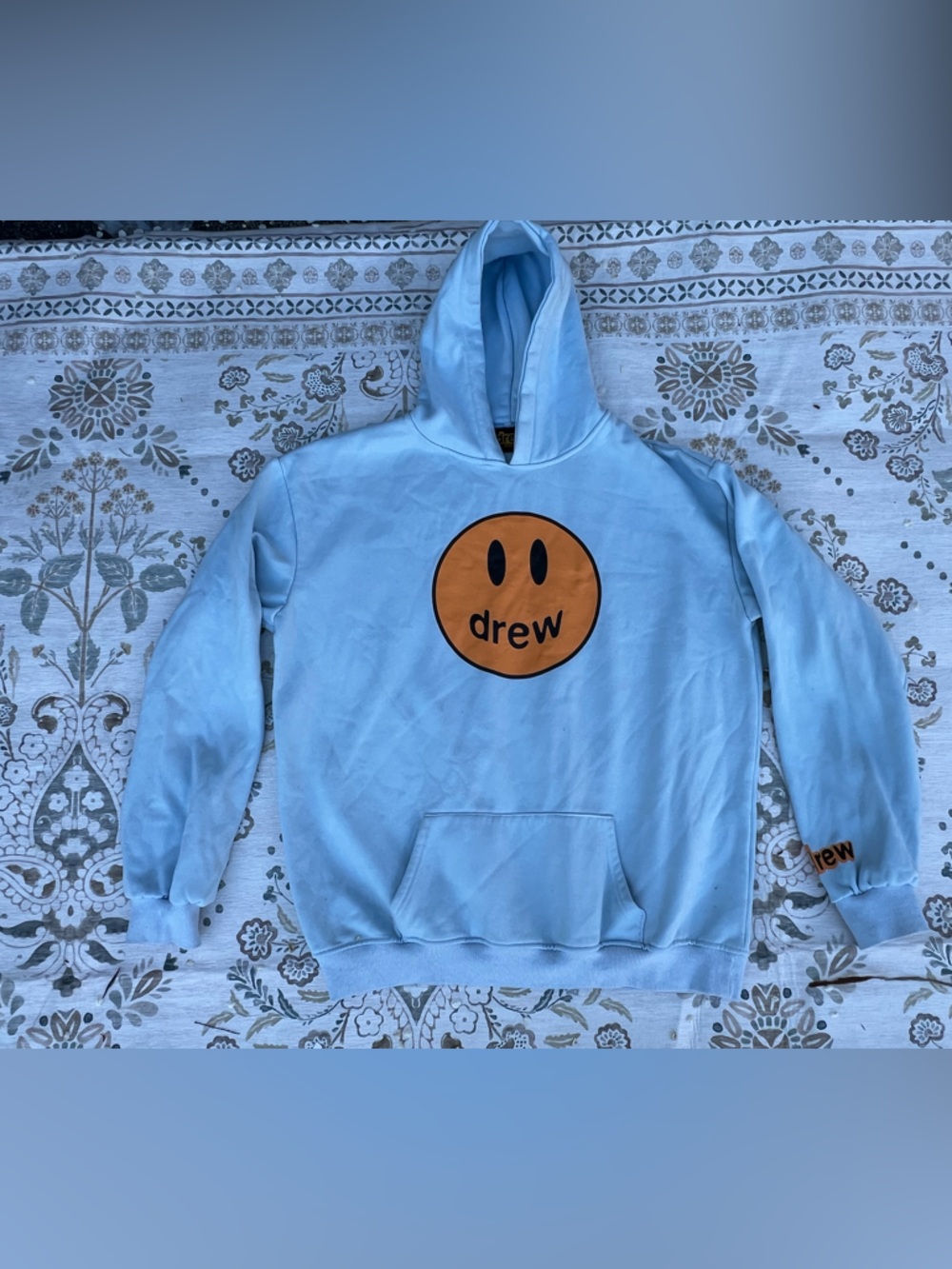 Drew house Light Blue Hoodie with Gold Logo Tag